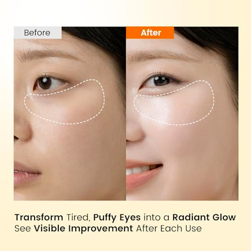 Caffeine Under Eye Patches - 60 Count Korean Hydrogel Masks for Dark Circles & Puffiness Relief