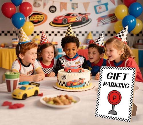 Race Car Birthday Party Wood Sign - 8 x 11 Inch Table Decoration