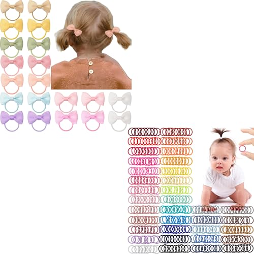 CÉLLOT 360-Piece Baby Hair Ties Set, 2-Inch Bows & Elastic Hair Bands