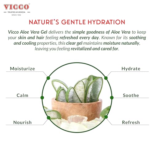 Vicco 100% Pure Aloe Vera Gel for Face, Skin, and Hair - 2 Pack