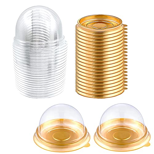 EchoDone Clear Plastic Mini Cupcake Boxes - 50 Pack Dome Containers
