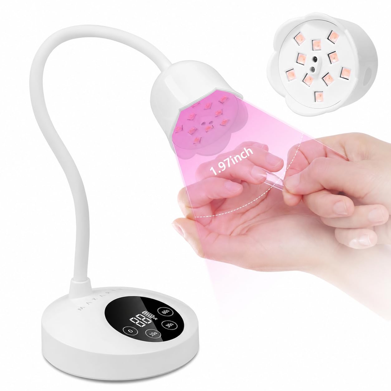 UV LED Nail Lamp - Cordless Gooseneck Light for Gel Nails | Fast Curing with Auto Sensor & 39mW/cm² (Glazed Purple)