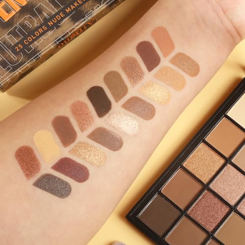 Oygcee Nude Neutral Eyeshadow Palette - 25 Matte & Shimmer Natural Eye Shadow Set for Hazel & Brown Eyes