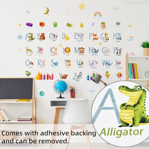 Animal Alphabet Wall Decals - 64 Educational Stickers for Kids