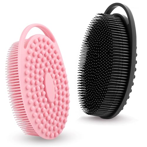 Silicone Body Scrubber 2-Pack for Sensitive Skin - Fast-Drying, Hygienic Shower Brush