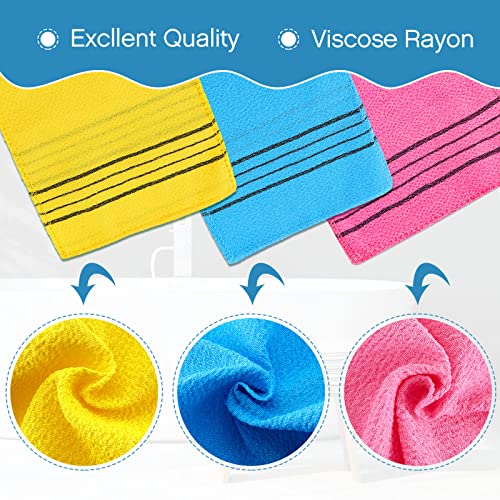 Tatuo 10 Pcs Korean Exfoliating Washcloth Mitts - Mix Color, Double Sided Body Scrubbers for Smooth Skin