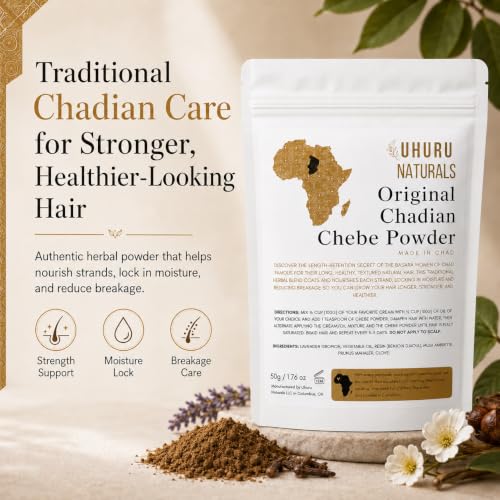 Uhuru Naturals Chadian Chebe Hair Powder 1.76 oz | Nourishing for Natural Hair