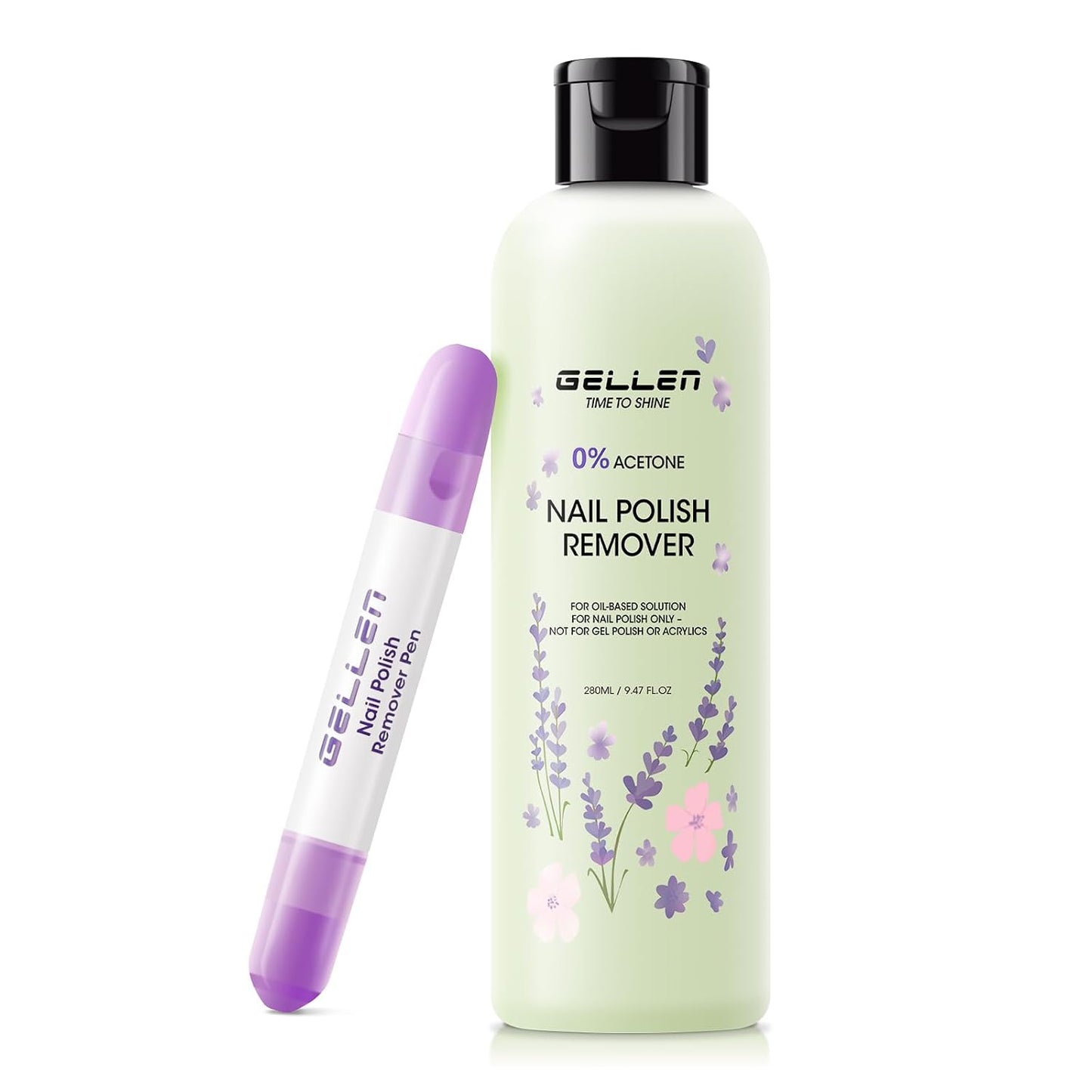 Gellen Jasmine Scent Nail Polish Remover Kit - Gentle Non-Drying Formula with Aloe & Vitamin E | 280ml