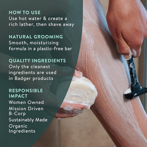 Badger Organic Shaving Soap Puck, Plastic-Free, Rich Lather, 3.15 oz