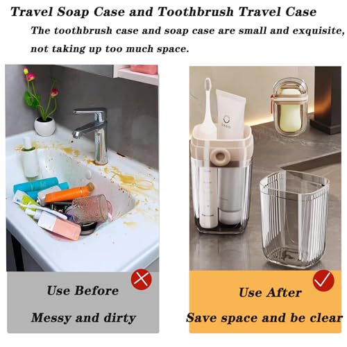 Travel Soap and Toothbrush Case Set - Leakproof Portable Holder