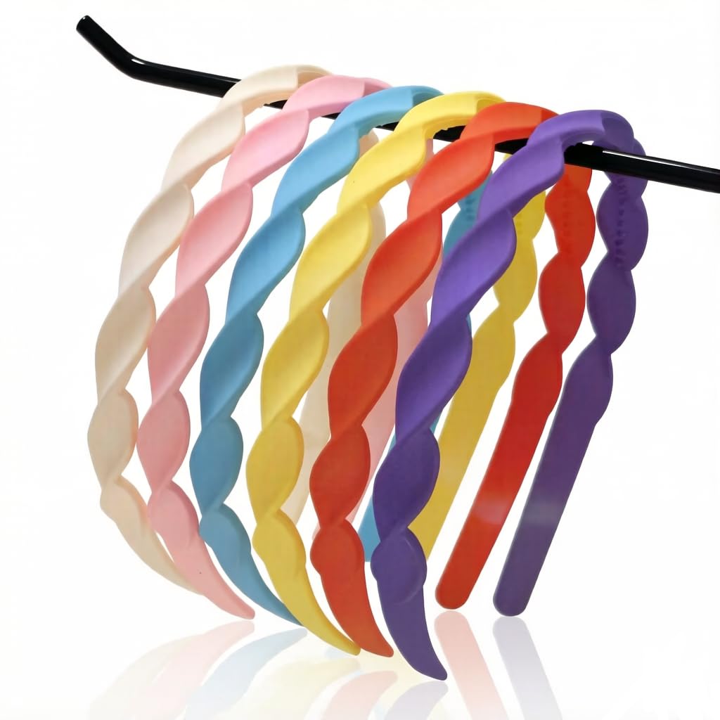 Wavy Plastic Headbands for Girls & Women - 6pcs Non-Slip Scalloped Design | Matte Flexible Hair Accessories