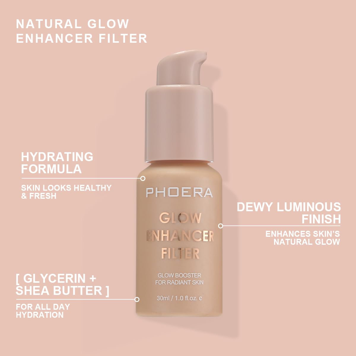 PHOERA Skin Glow Tint Foundation - Natural Radiant Finish | Flawless Silk Effect, 01 Fair