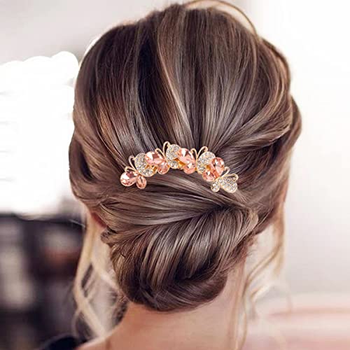 MIKIMIQI Pearl Rhinestone Butterfly Hair Fork Clips for Updo & Vintage Styles