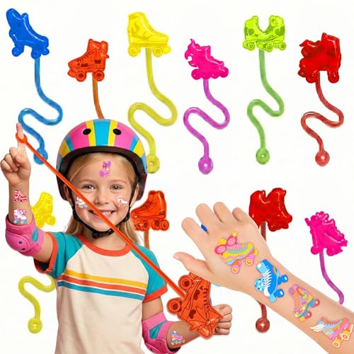 48PCS Kids Roller Skating Party Favors with Temporary Tattoos & Stick Hands