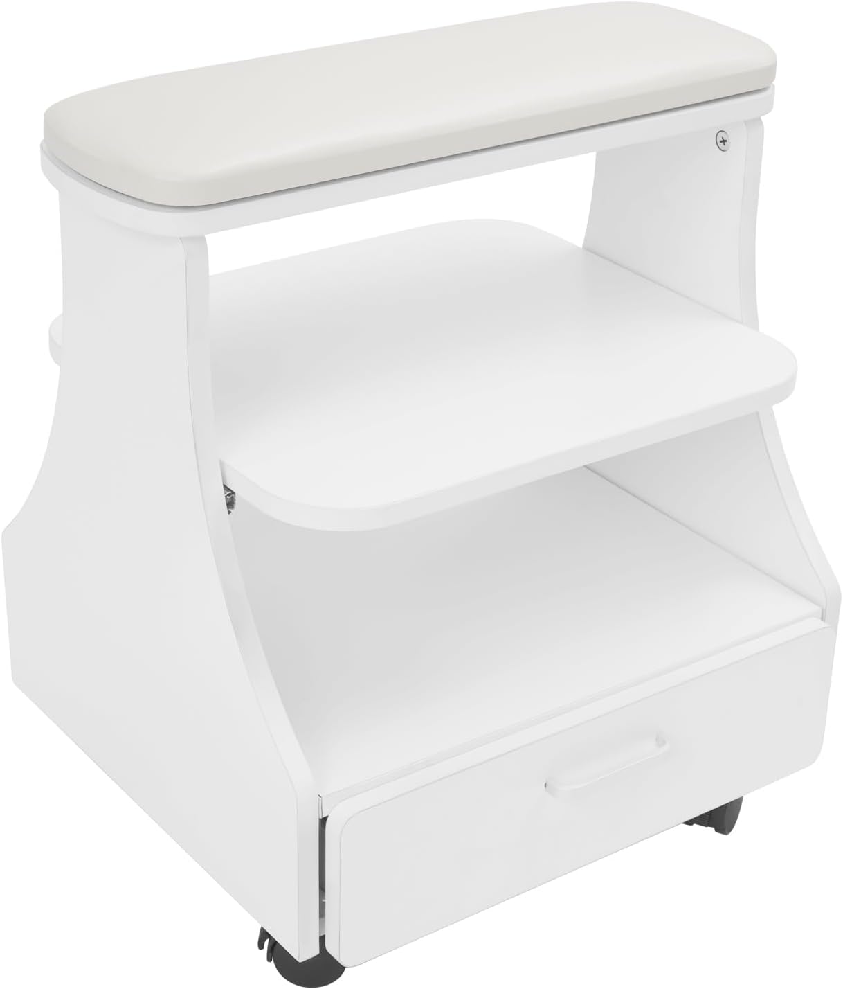 Portable Foot Rest Pedicure Trolley - 4 Wheels with Brakes | Spa Cart with Drawer for Salons & Home (Black)