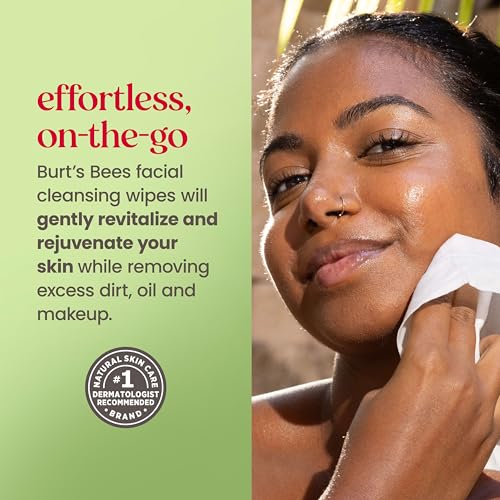 Burt's Bees Soothing Facial Towelettes, Fragrance Free Makeup Remover Wipes