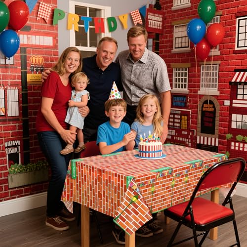 3 Pcs Cartoon Street Birthday Tablecloths - 54 x 108 Inch Disposable