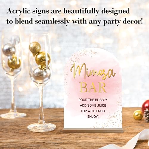 Elegant Acrylic Mimosa Bar Sign with Holder for Events