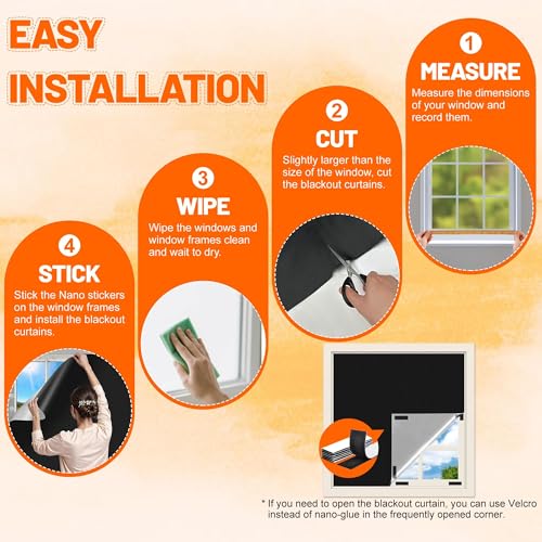 Portable Blackout Curtains 79x57in | No Drill Room Darkening Blinds