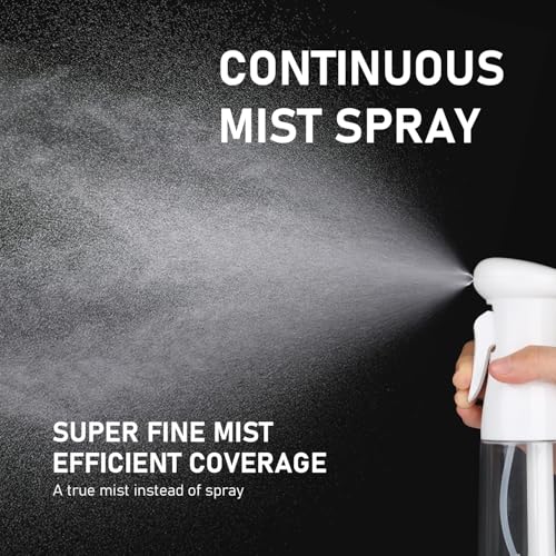 Bealee Black & White Continuous Fine Mist Spray Bottles for Hair & Household 2 Pack 6.8 Oz