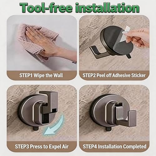 Heavy Duty Vacuum Suction Hooks - 4 Pack, 20Lbs Capacity, No Drill