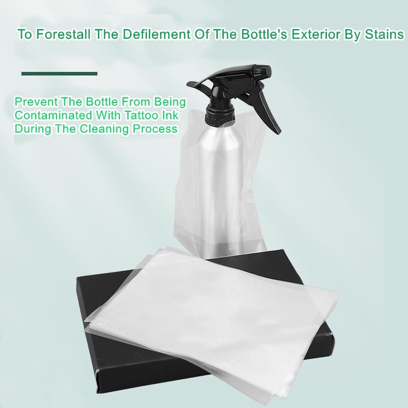 Hipifans Disposable Transparent PE Wash Bottle Covers, 100 Pack for Tattoo & Beauty Cleaning
