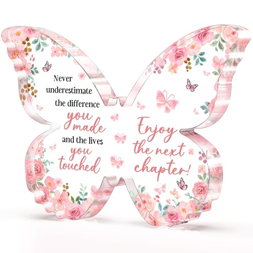 Butterfly Acrylic Farewell Gift Plaque for Coworkers - 5x3.8 Inches