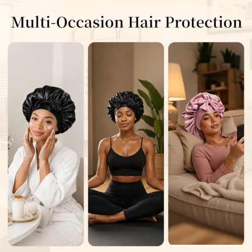 Adjustable Satin Sleep Bonnet for Women - Reduce Frizz & Breakage