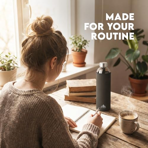 Mont-Clair 25 oz Borosilicate Glass Water Bottle with Neoprene Sleeve - Leak Proof, BPA Free, Ideal for Travel & Sports