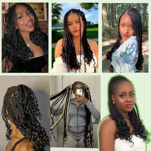 12 Inch Goddess Box Braids Crochet Hair - Natural Black, 8 Packs