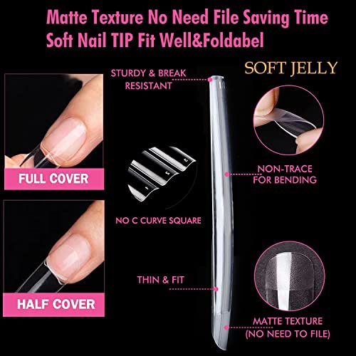 UNA GELLA Extra Long Square Gel Nail Tips - 120pcs Z-Long