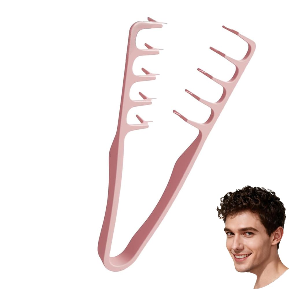 Voluminous Wide-Toothed Hair Comb - Men's Texture Tool for Maximum Root Lift | Non-Slip ABS Plastic - Pink