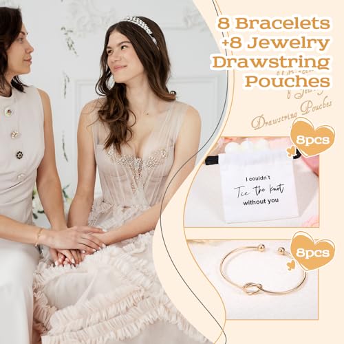 Bridesmaid Bracelet Gift Set with Drawstring Bags - 6 Knot Bracelets