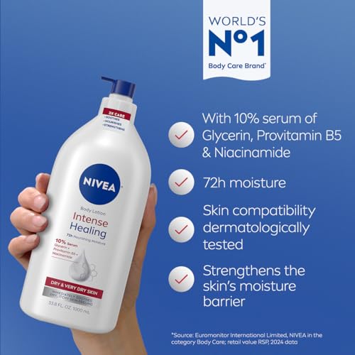 NIVEA Intense Healing Body Lotion for Very Dry Skin, 33.8 Fl Oz