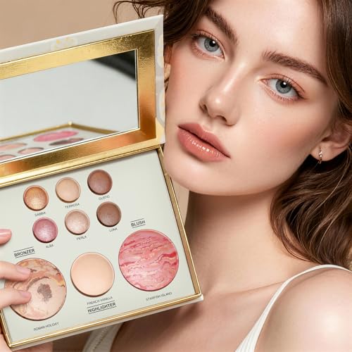 MOOMARTO All-in-One Baked Face Palette: Eyeshadow, Bronzer, Blush & Highlighter