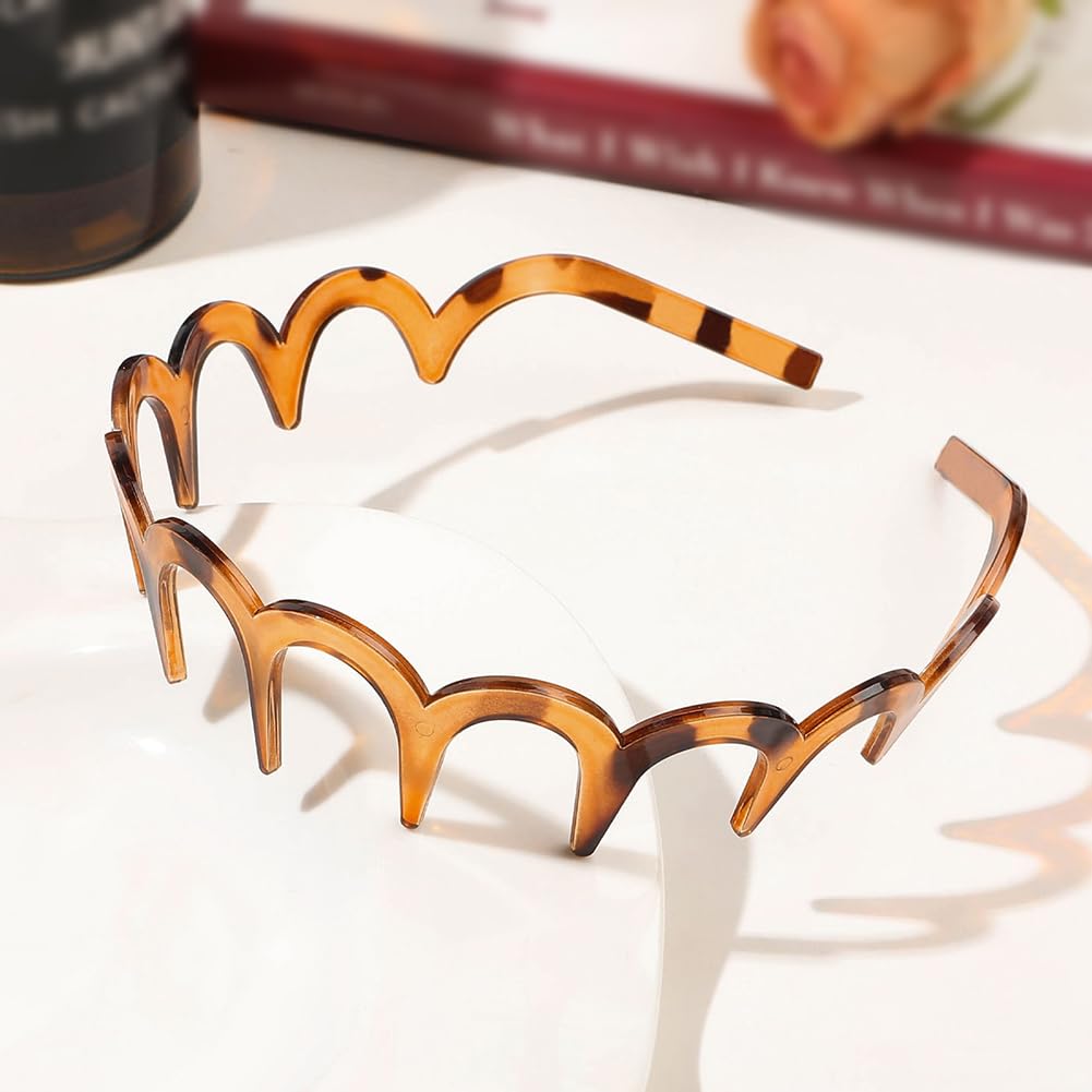 UUYYEO 4 Pcs Plastic Zig Zag Headbands Wavy Hair Bands Tooth Comb Hairband Teeth Hair Hoops Wave Head Bands Non Slip Hairbands Sports Hair Band Effortless Hair Accessories for Women