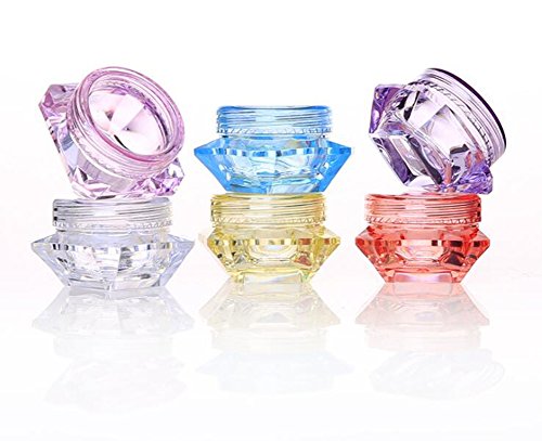 60 Pack Diamond Plastic Jars - 5g Refillable Cosmetic Containers