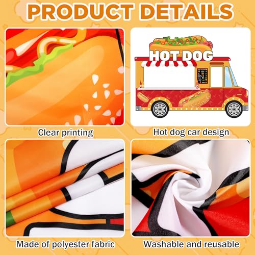 Hot Dog Car Photo Booth Backdrop - 73x53 Inch Fast Food Party Decoration