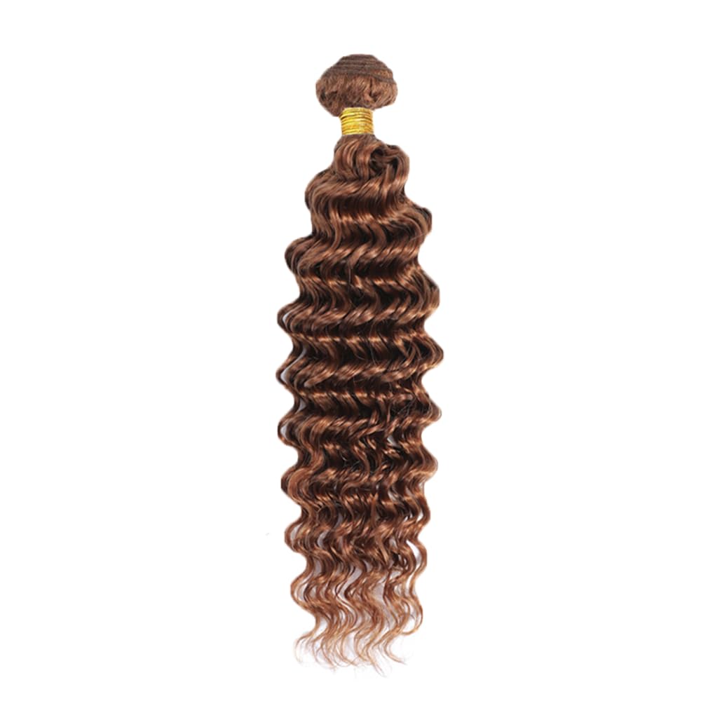 #30 Brown Bundles Deep Wave Bundles Human Hair 32 Inch Light Brown Deep Wave Bundle Unprocessed Brazilian Virgin Weave Hair 1 Bundle 50 Gram Per Bundle