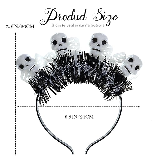 JEAIRTS 2-Skull LED Halloween Pumpkin Headband Glowing Gothic Costume Accessory