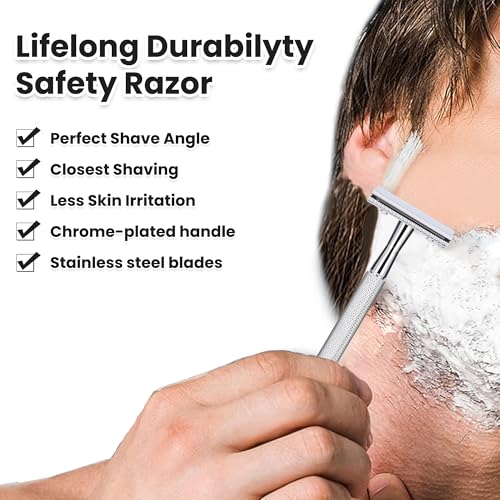 Keropy Safety Razor for Men - Single Blade with 10 Stainless Steel Blades