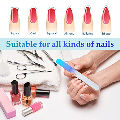 Glass Nail File Set with Cuticle Pusher - 4 Pcs Manicure & Pedicure Buffers for Nails