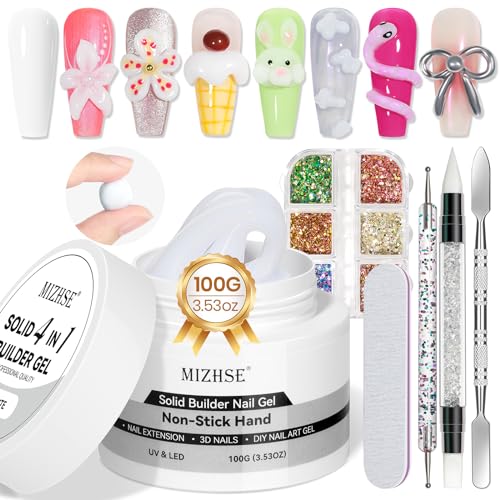 MIZHSE Milky White 100g 3D Nail Art Gel Kit - Large Capacity, Easy to Use