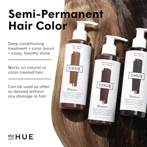 dpHUE Gloss+, Cool Medium Brown - Boosts Fading & Faded Hair Color - 8-12 Applications per Bottle - Lasts Up to 8 Washes