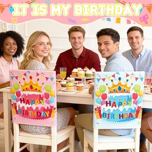 Happy Birthday Chair Covers Set - 2 Pcs Colorful Classroom Decor