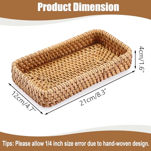 BTSKY Handwoven Rattan Tray | 8.3" x 4.7" Decorative Organizer