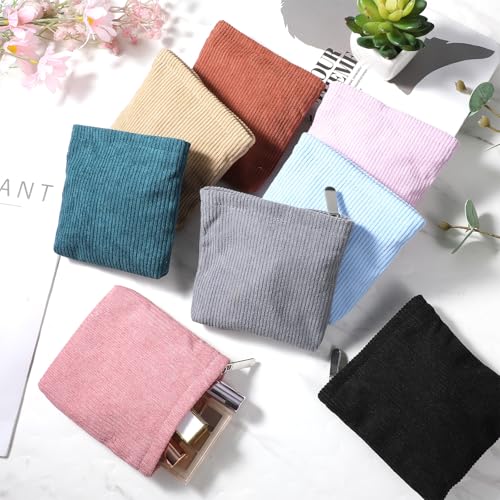 MAQUITA 8-Piece Corduroy Makeup Bag Set - Portable Cosmetic Pouches