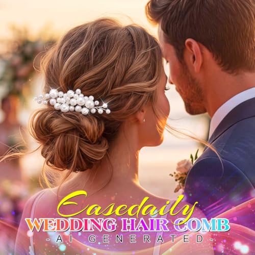 EASEDAILY Pearl Wedding Hair Comb - Silver Bridal Hair Piece for Brides