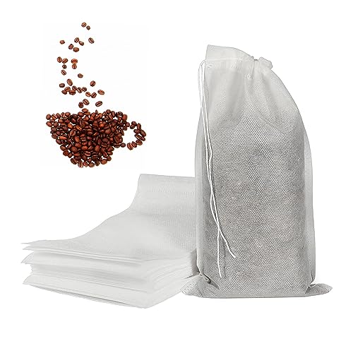 100 No Mess Cold Brew Coffee Bags with Drawstring - 6'' x 8''