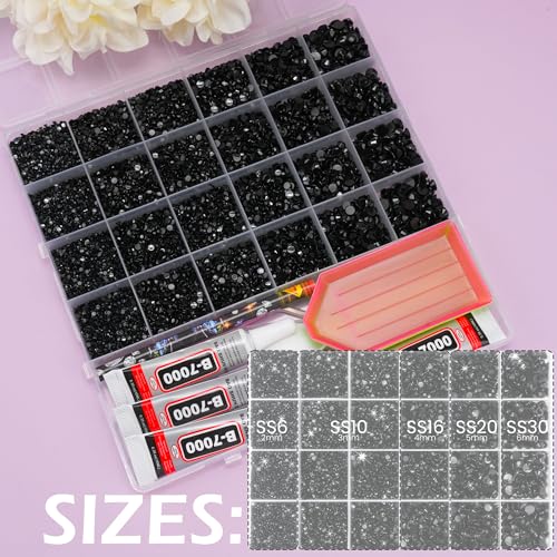 35000PCS Black Rhinestones Bedazzling Kit with Tools & Glue